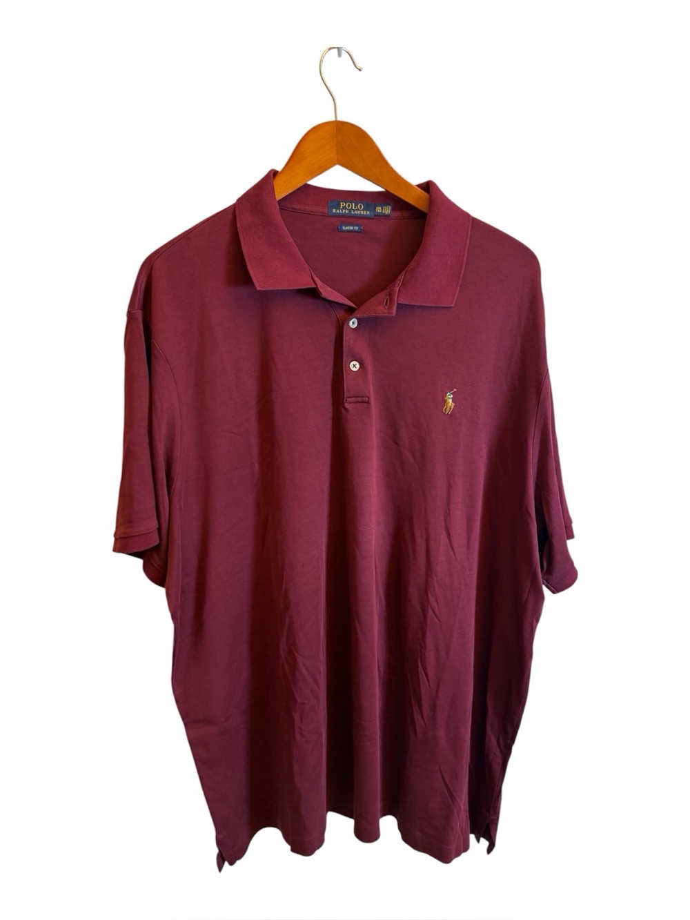 Polo Ralph Lauren Classic Fit Polo Shirt Mens XXL Burgundy Short Sleeve Pony